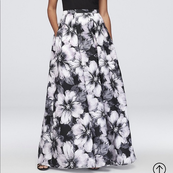 Printed Tank Ball Gown with Illusion Inset - Picture 2 of 3